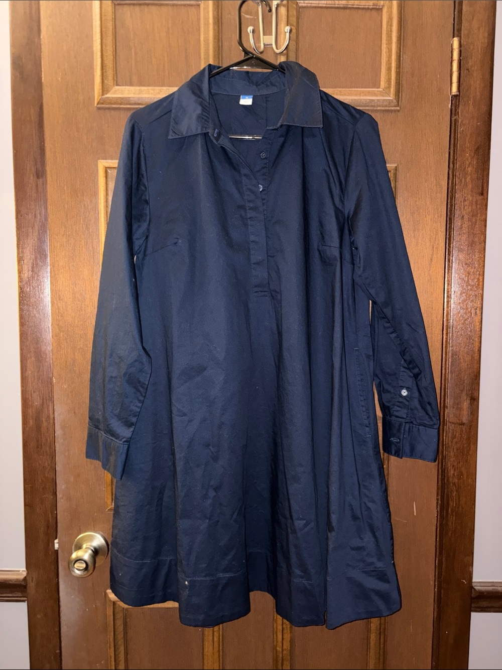 Old Navy Navy Button-Front A-Line Shirt Dress - Women